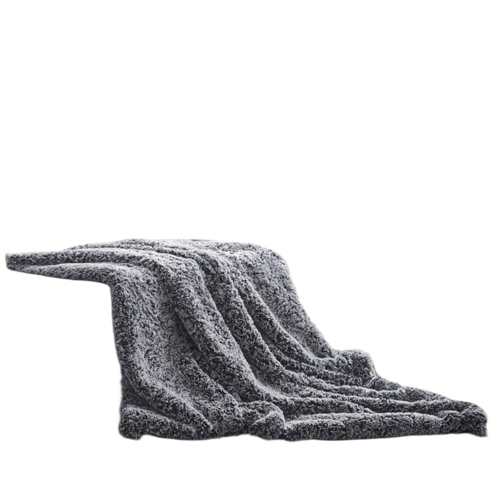 Black Knitted PolYester Solid Color Plush Throw Blanket