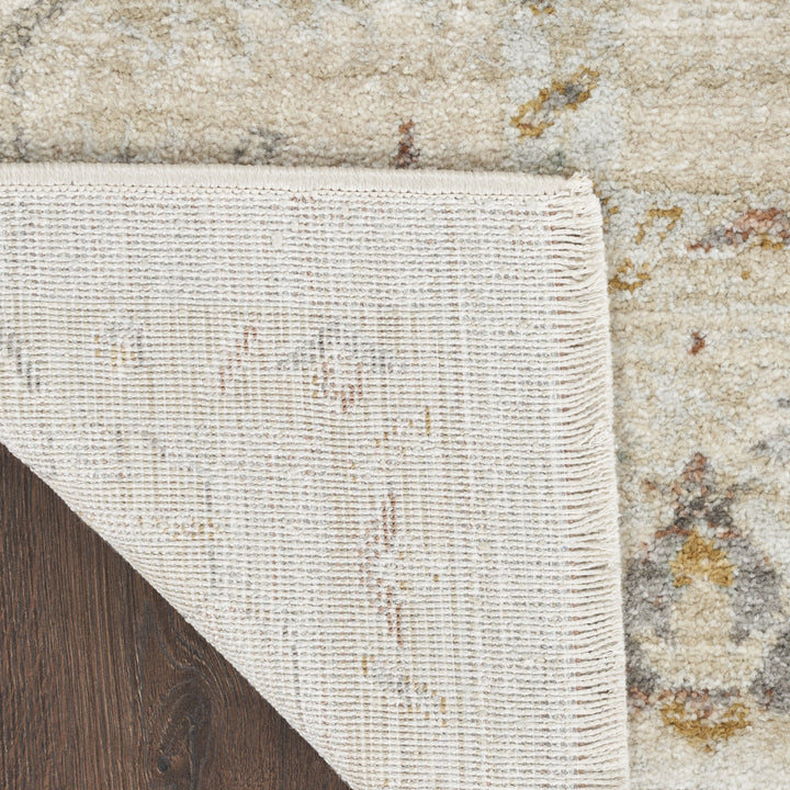 10' x 14' Beige and Brown Oriental Power Loom Distressed Area Rug With Fringe