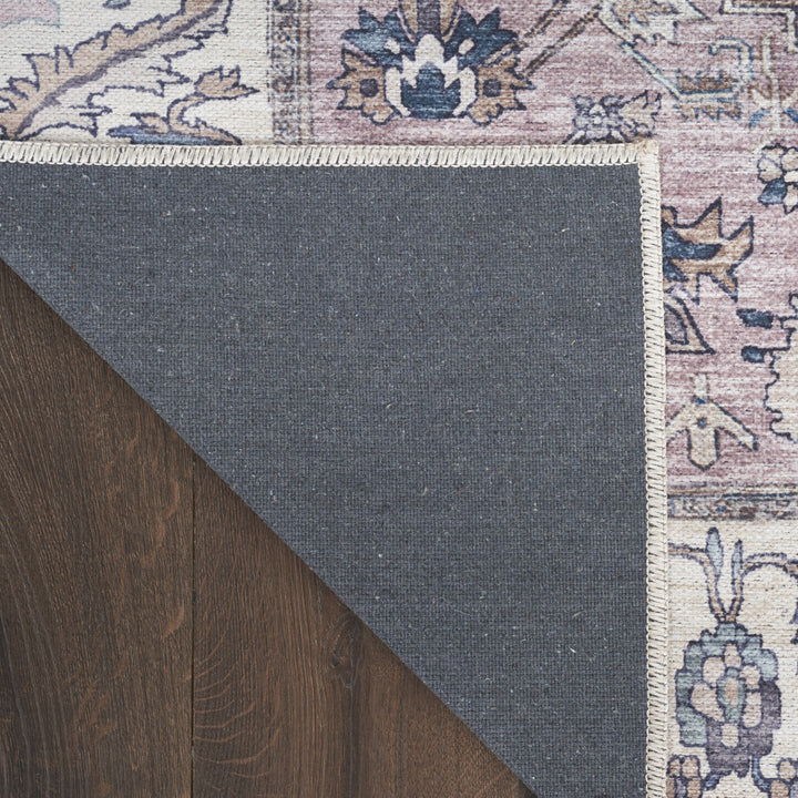 9' x 12' Beige and Gray Oriental Power Loom Distressed Washable Non Skid Area Rug