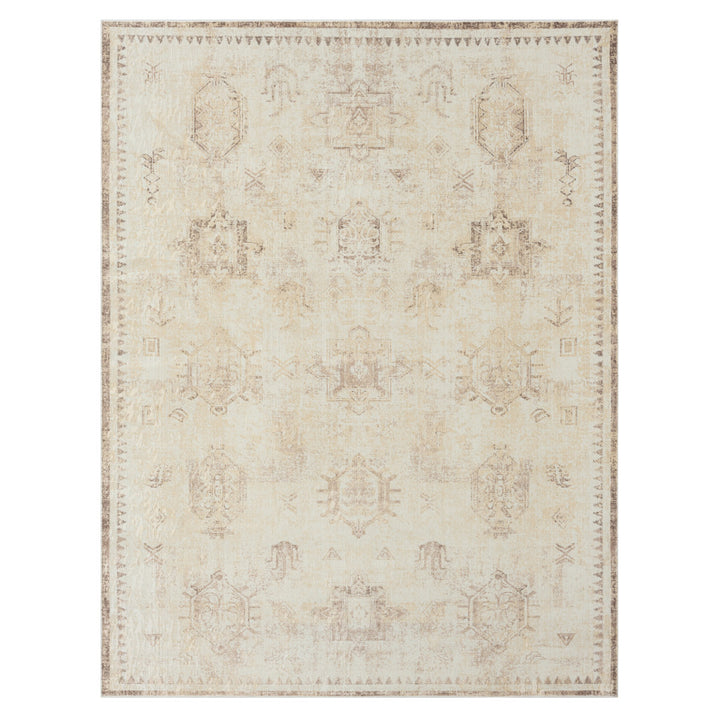 8' x 10' Beige Abstract Washable Non Skid Area Rug