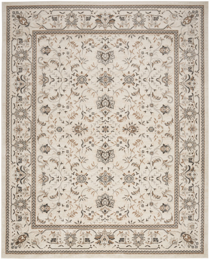 9' x 12' Cream Floral Distressed Area Rug