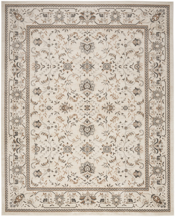 9' x 12' Cream Floral Distressed Area Rug