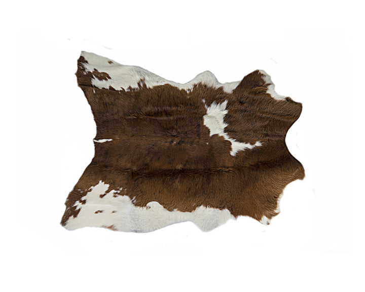 2' x 3' Brown and White Cowhide Hand Tufted Area Rug