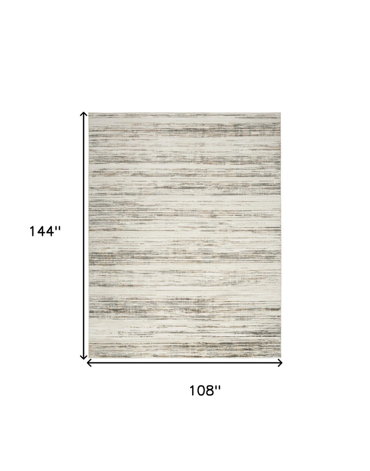 9' x 12' Cream Abstract Distressed Area Rug