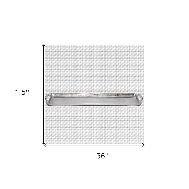 36" Silver Stainless Steel Indoor Outdoor Tray With Handles