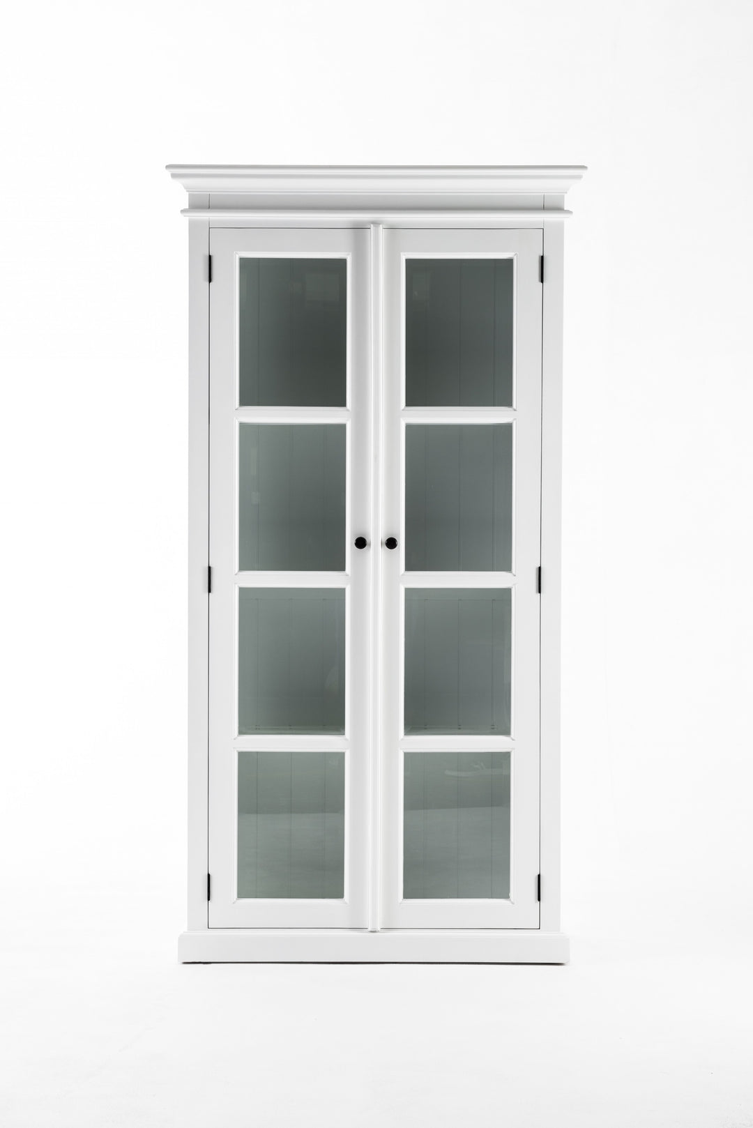 Classic White and Glass Double Door Storage Cabinet