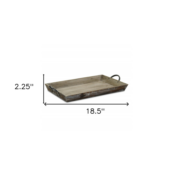 Wooden Serving Tray with Metal Handles