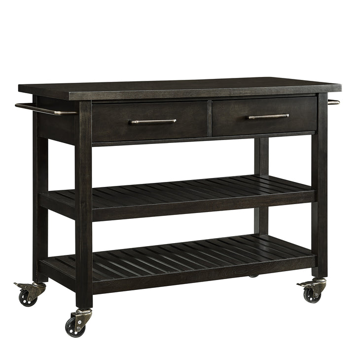 Brown 51" Rolling Kitchen Island With Storage