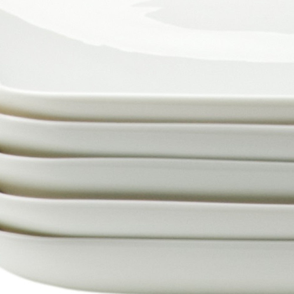 White Six Piece Rectangle Porcelain Service For Six Dinner Plate Set