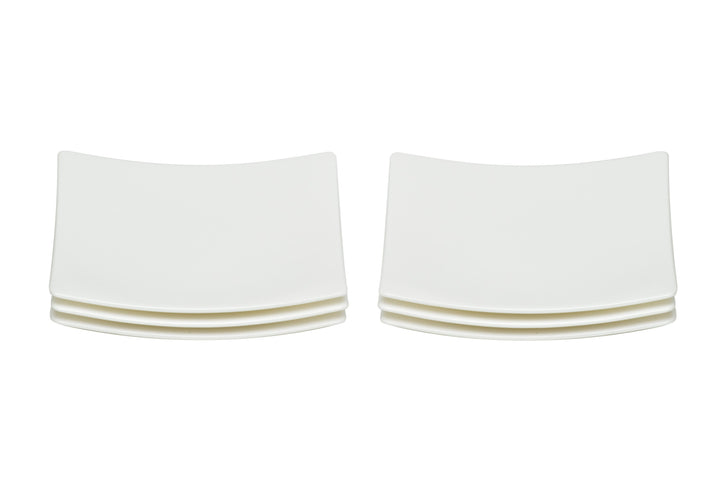 White Six Piece Square Bone China Service For Six Bread and Butter Set