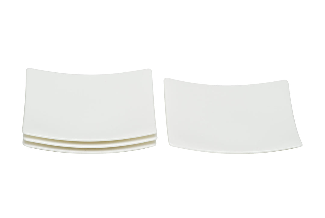 White Six Piece Square Bone China Service For Six Bread and Butter Set