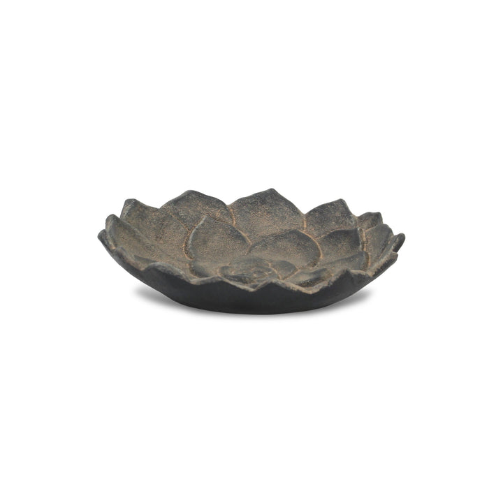 6" Black Lotus Flower Metal Handmade Tray