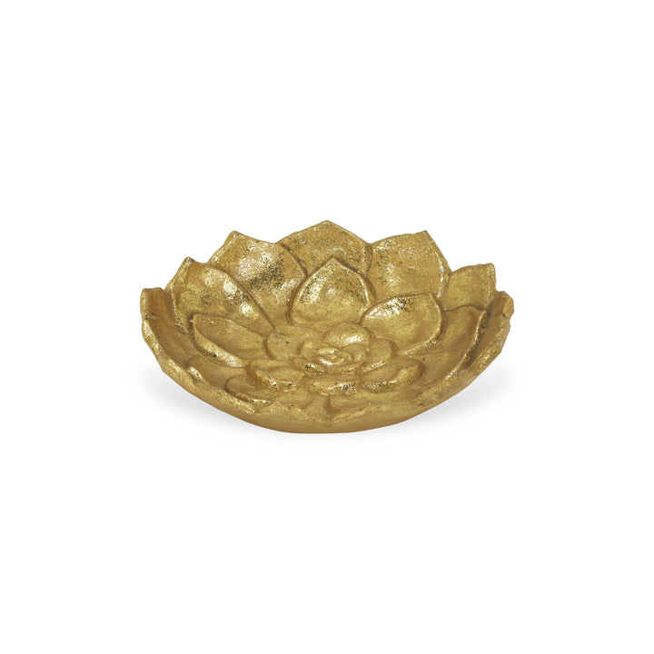 6" Gold Lotus Flower Metal Lotus Leaf Handmade Vanity Tray