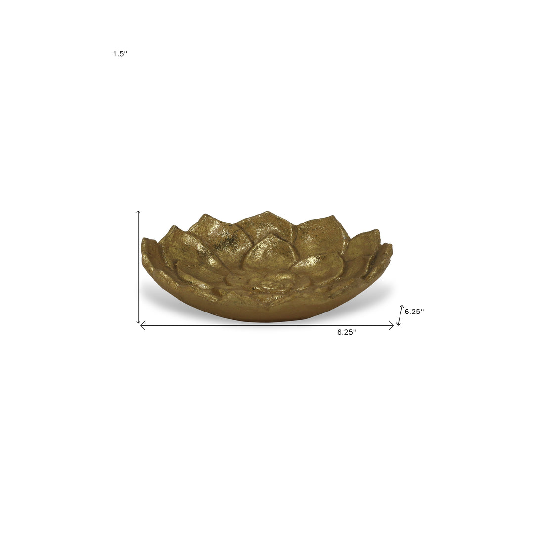 6" Gold Lotus Flower Metal Lotus Leaf Handmade Vanity Tray