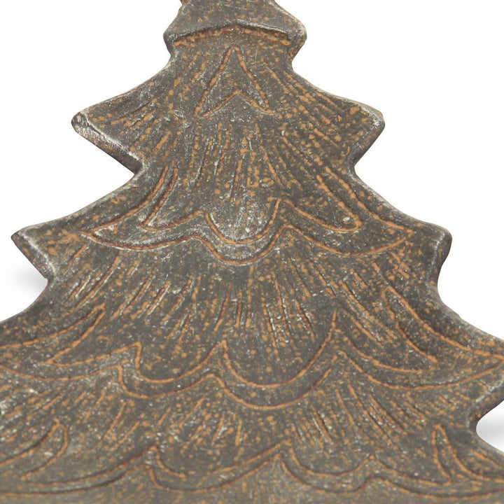 9" Gray Cast Iron Christmas Tree Handmade Tray