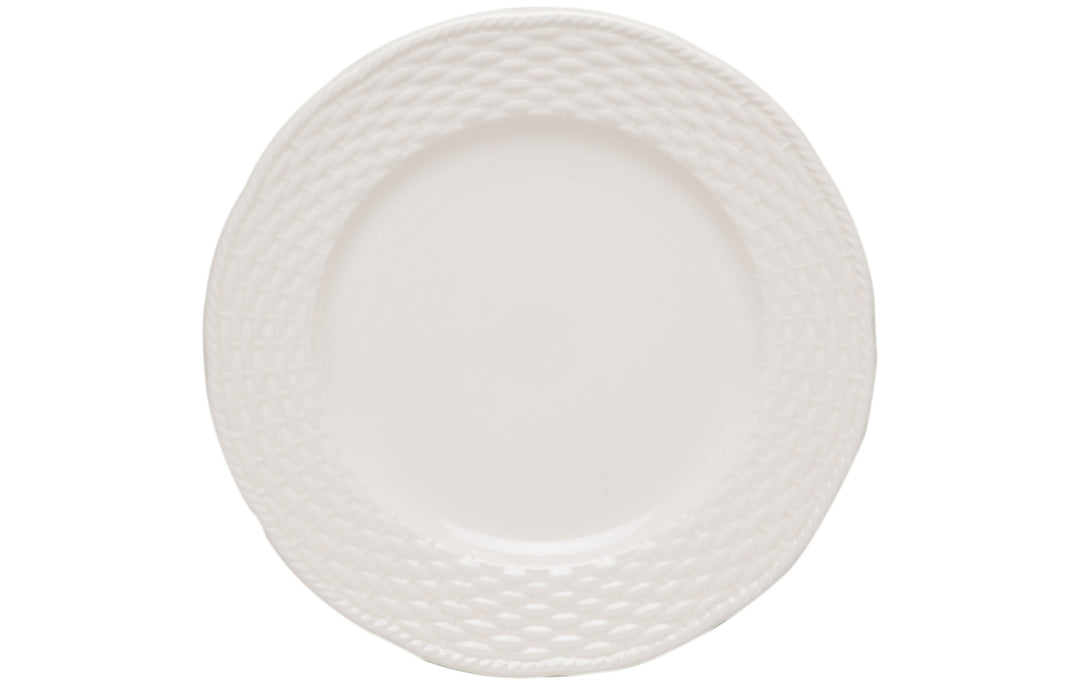 White Four Piece Weave Stoneware Service For Four Dinner Plate Set