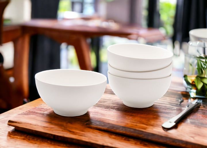 White Four Piece Porcelain Service For Four Bowl Set