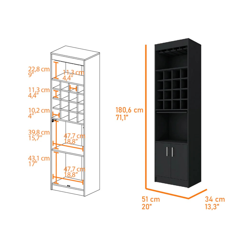 24" White Bar Cabinet With Multiple Shelves