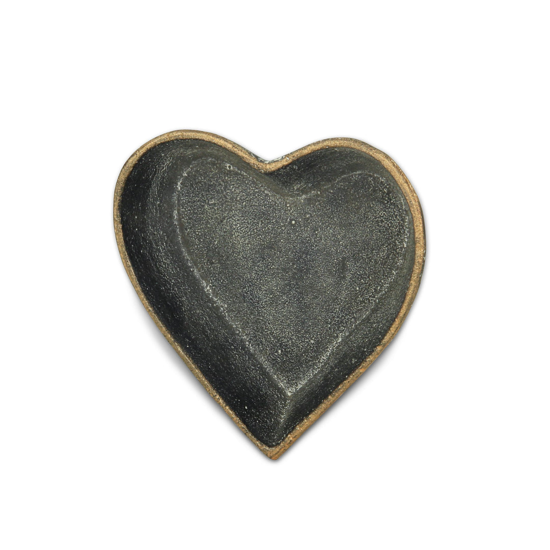 6" Black Heart Metal Heart Handmade Vanity Tray