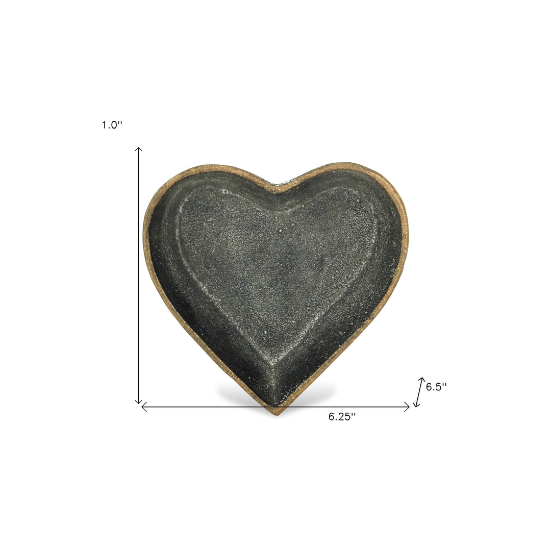 6" Black Heart Metal Heart Handmade Vanity Tray