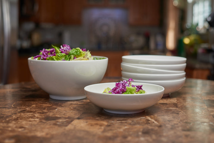 White Six Piece Porcelain Service For Six Bowl Set