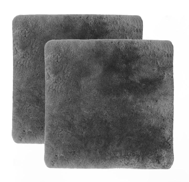 Set Of Two 17" X 17" Charcoal Linen Solid Color Dining Chair Pad