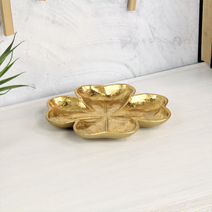 7" Gold Shamrock Metal Handmade Vanity Tray