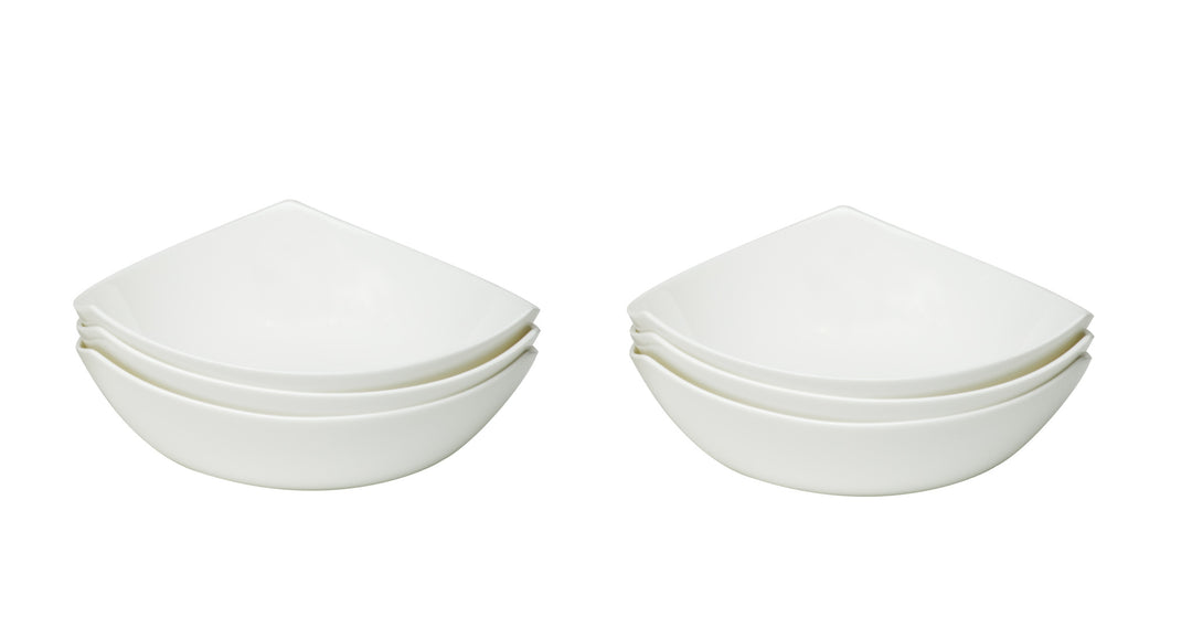 White Six Piece Triangle Bone China Service For Six Bowl Set