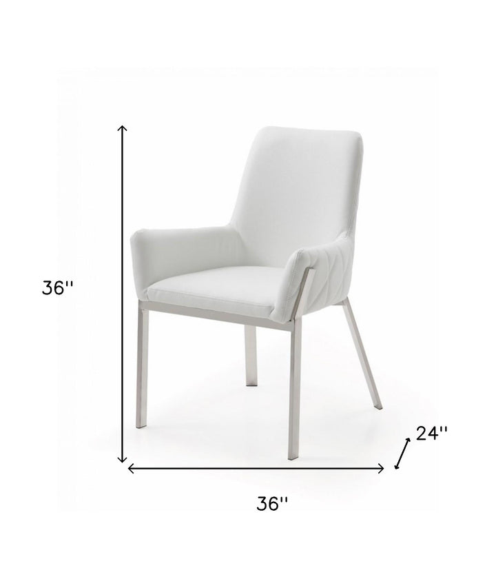 White Faux Leather Dining Chair