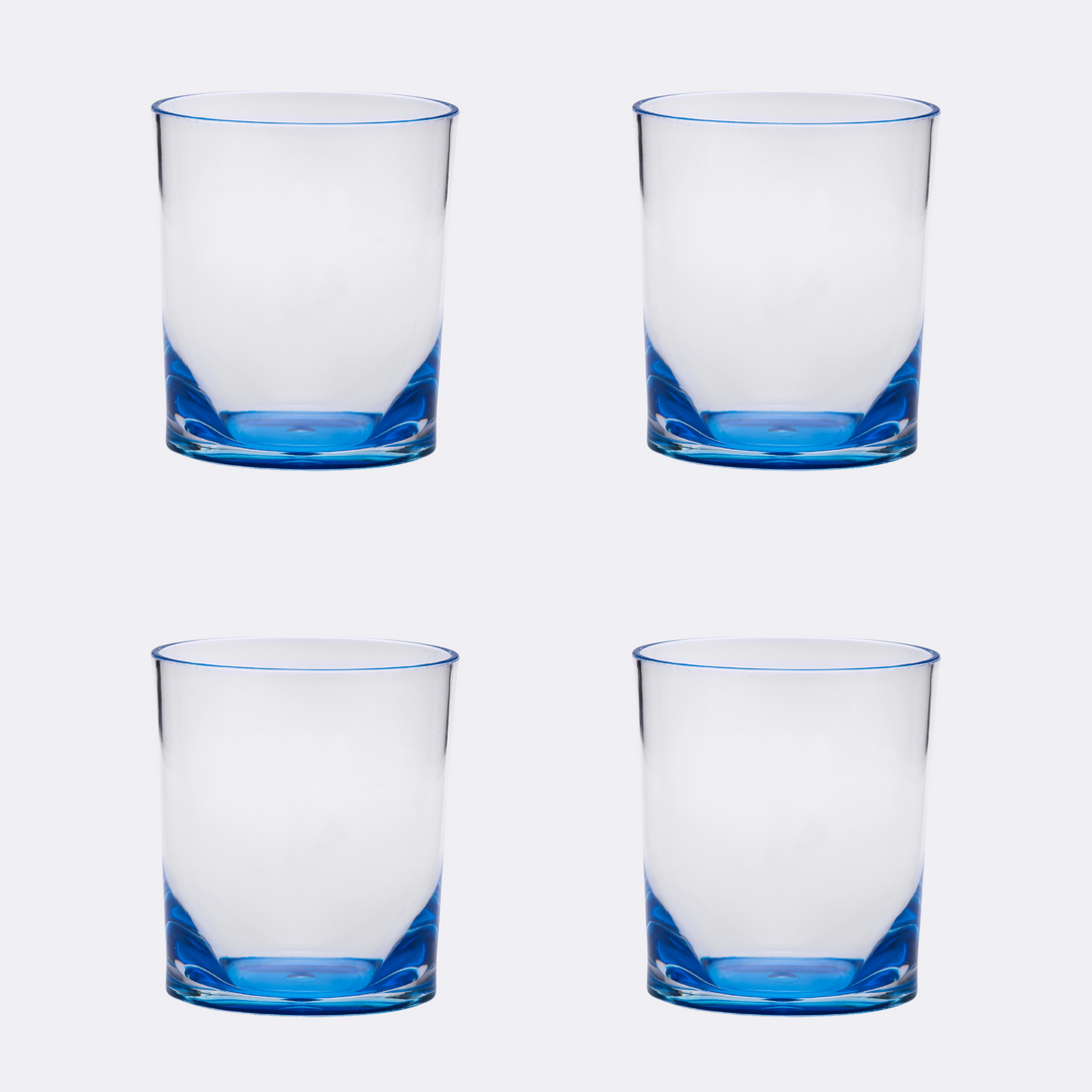 Set of Four Blue Acrylic Stemless Whiskey Glass