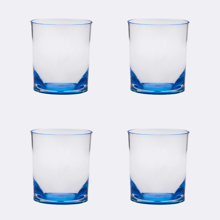 Set of Four Blue Acrylic Stemless Whiskey Glass