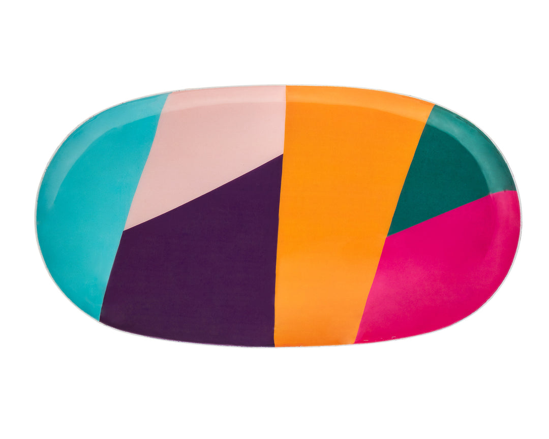 12" Pink and Purple Oval Metal Serving Tray