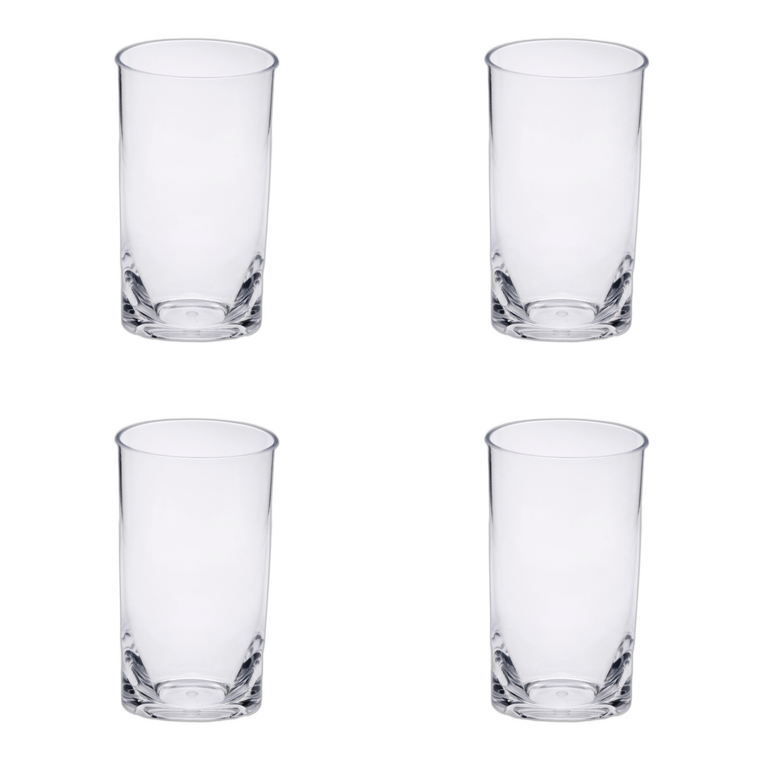 Set of Four Clear Tritan Plastic Highball Glasses