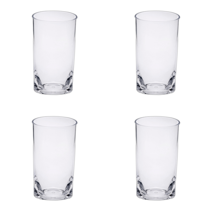 Set of Four Clear Tritan Plastic Highball Glasses