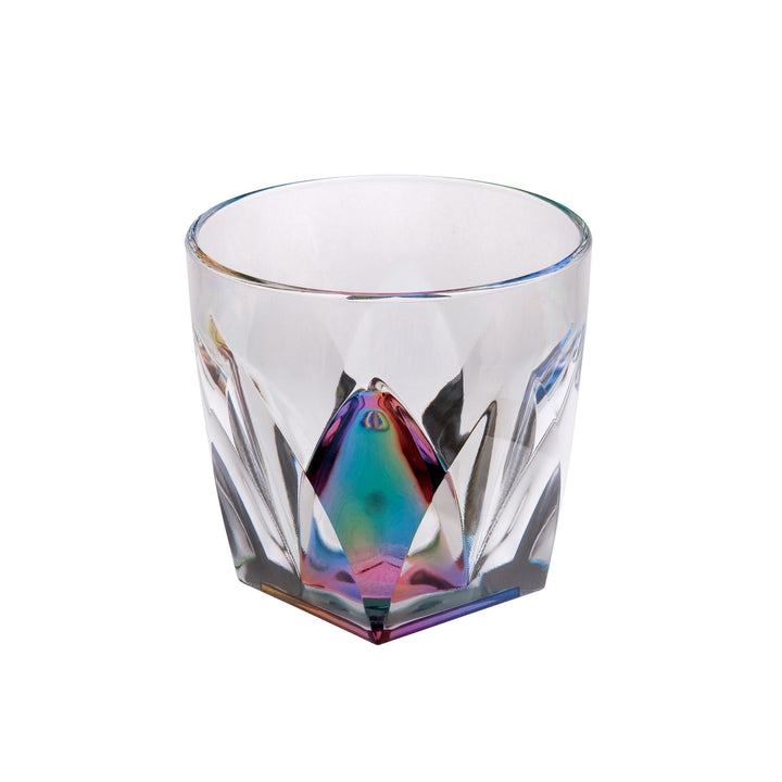 Set of Four Rainbow Geometric Acrylic Stemless Whiskey Glass