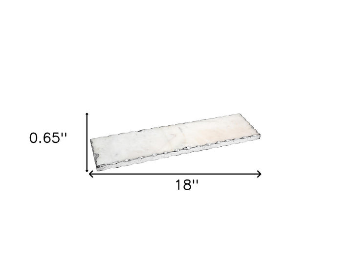 18" White Rectangular Marble Vanity Tray