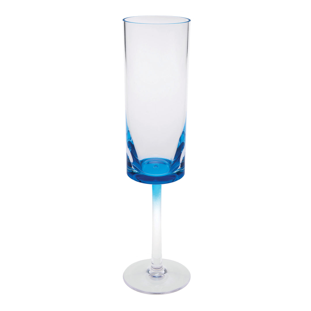 Set of Four Clear and Blue Acrylic Stemmed Flutes