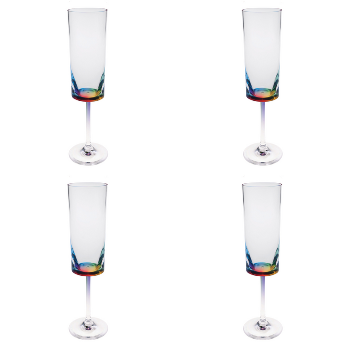 Set of Four Rainbow Geometric Acrylic Stemmed Flutes