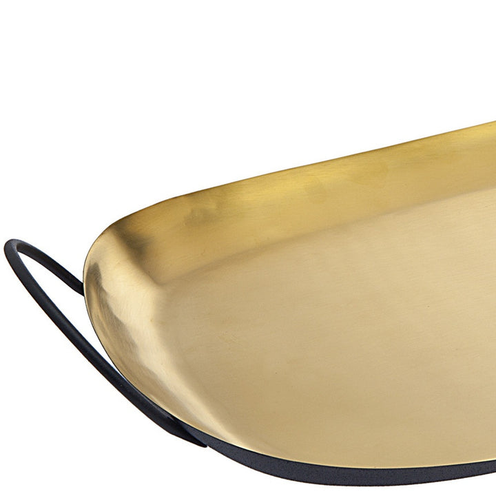 20" Gold Rectangular Stainless Steel Serving Tray With Handles