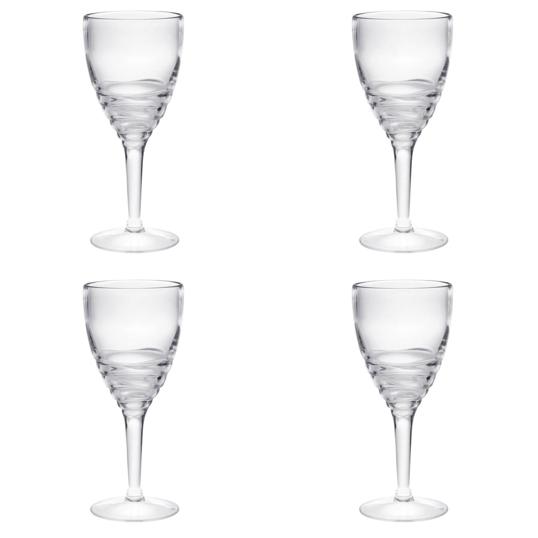 Set of Four Clear Swirl Acrylic Stemmed All Purpose Wine Glass