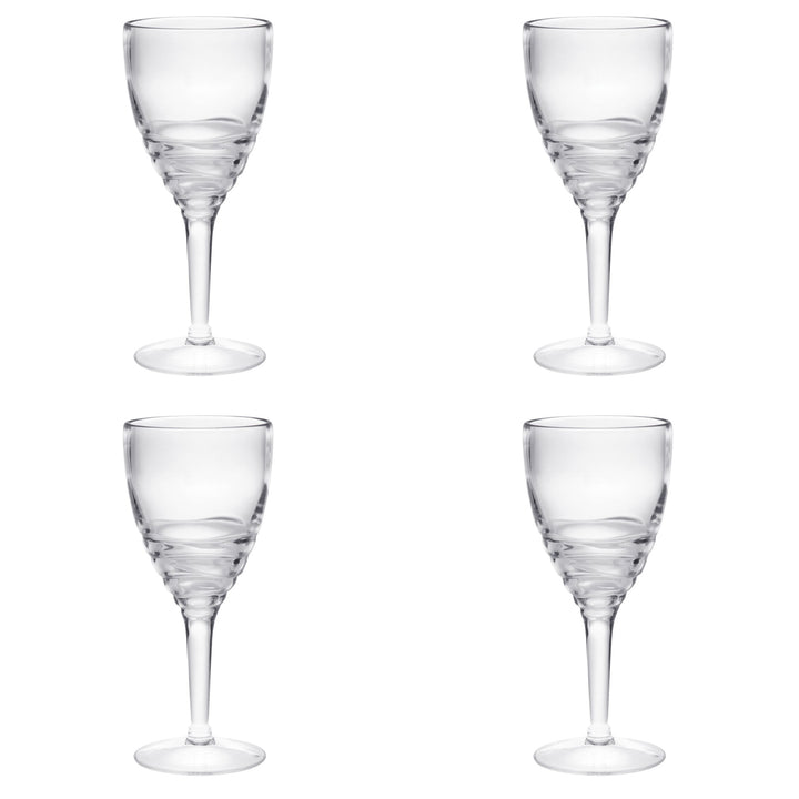 Set of Four Clear Swirl Acrylic Stemmed All Purpose Wine Glass