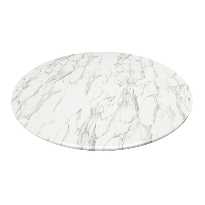 40" White And Gold Marble And Metal Dining Table