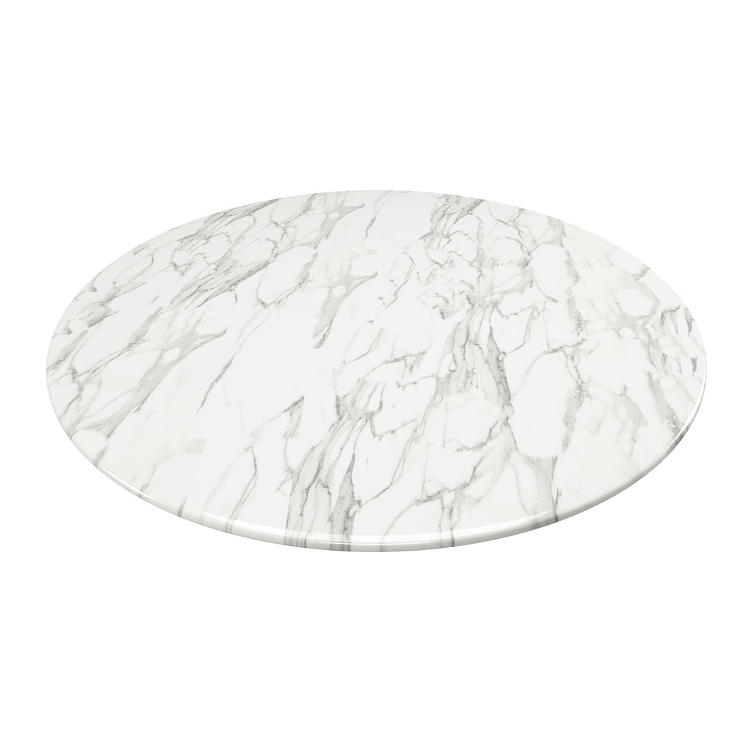 32" White Marble And Metal Dining Table