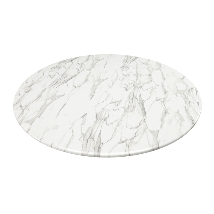 32" White Marble And Metal Dining Table