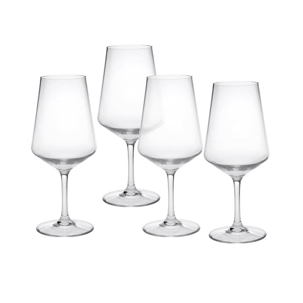 Set of Four Clear Tritan Plastic Stemmed All Purpose Wine Glass