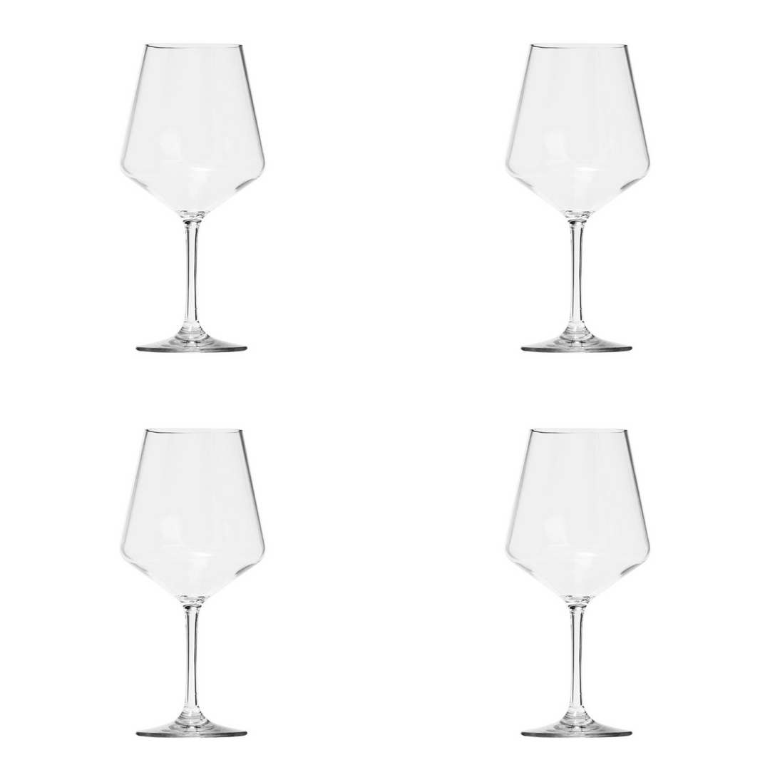 Set of Four Clear Tritan Plastic Stemmed All Purpose Wine Glasses