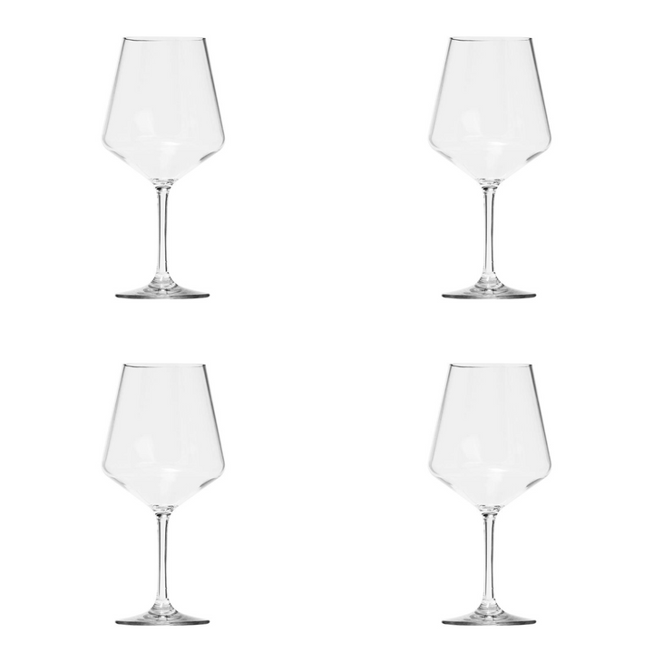 Set of Four Clear Tritan Plastic Stemmed All Purpose Wine Glasses