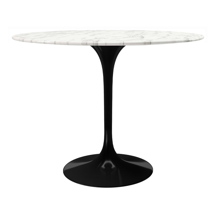 40" White And Black Marble And Metal Dining Table