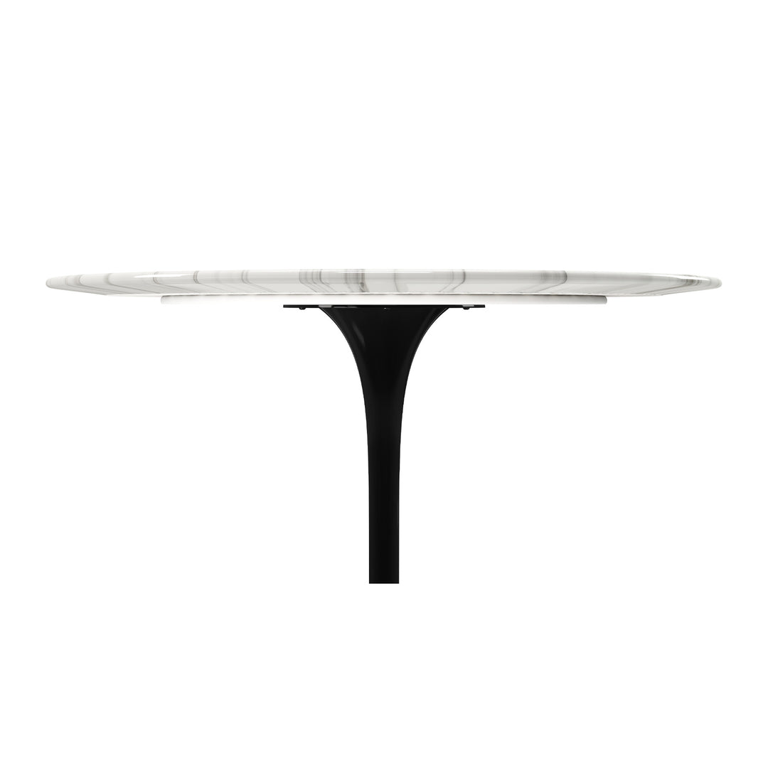 40" White And Black Marble And Metal Dining Table