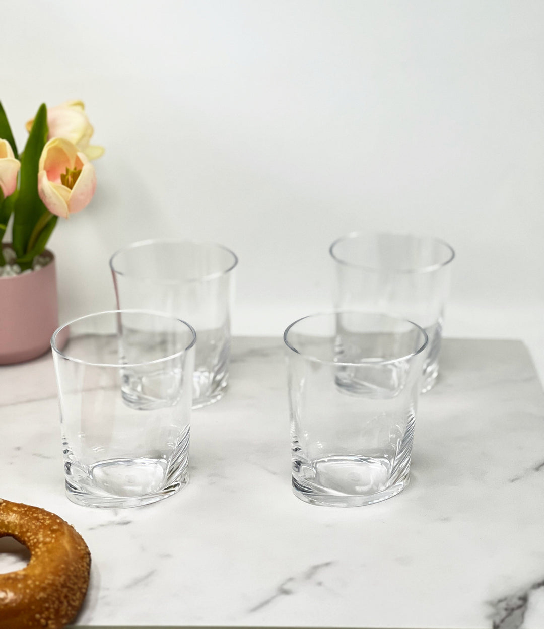 Set of Four Clear Tritan Plastic Stemless Whiskey Glass